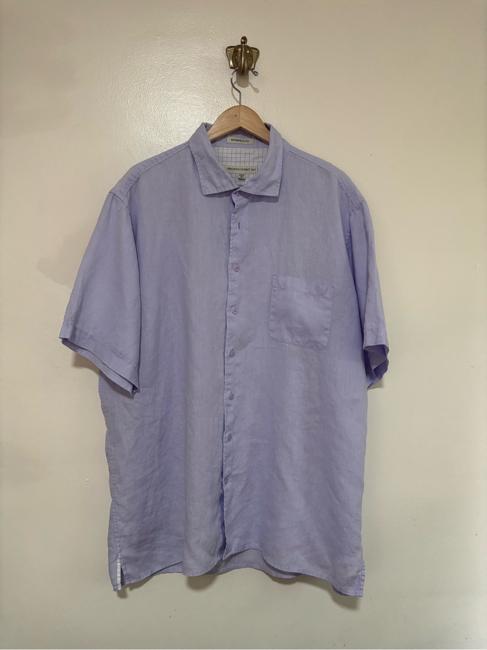 Pronto Uomo 100% Cotton‎ Lavender Short-Sleeve Button-Down Shirt 3XLT